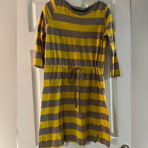 🐣Sz small Merona tan/mustard stripe tee dress - EUC🐣